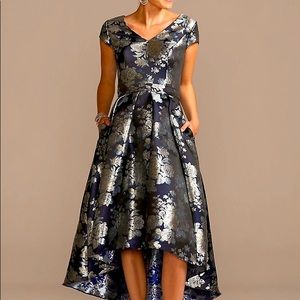 David’s Bridal Floral Brocade High Low A Line Dress Size 2